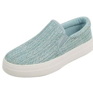 Soda Women's Raffia Elastic Side White Rubber Soles Loafer Shoes Blue, Size 7.5